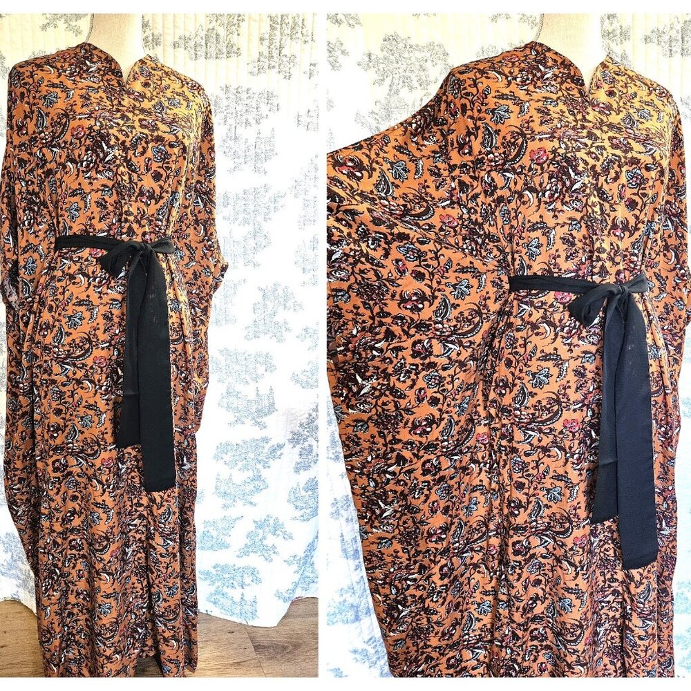 Caftan Reddish Brown Floral S to Plus New - Picture 2 of 9